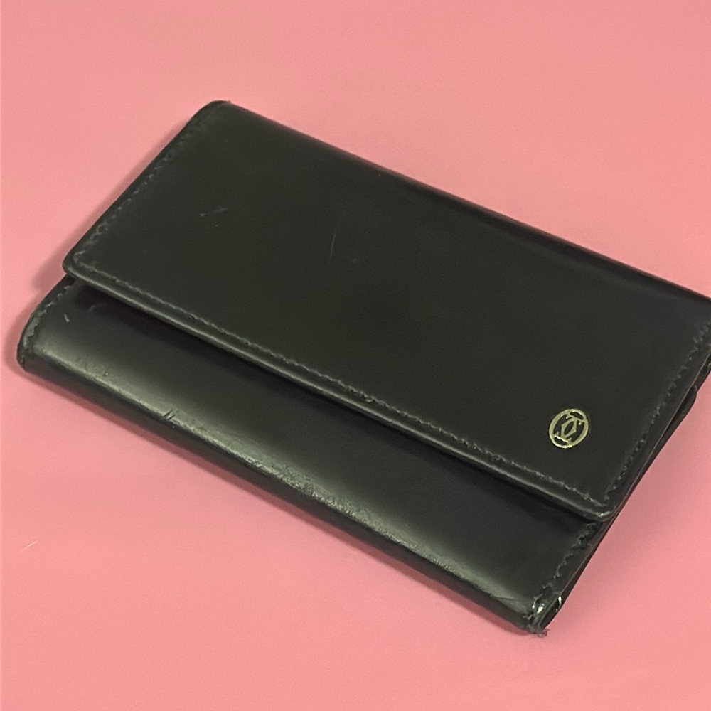 CARTIER black leather key case
